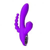 Vibrator 7 function, w/3 speed Clitoral Sucking, Anal Beads, Rechargeable, Silicone, PURPLE